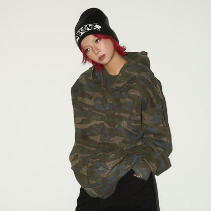 Camouflage Pattern Oversize Zipper Hoodie NA9161