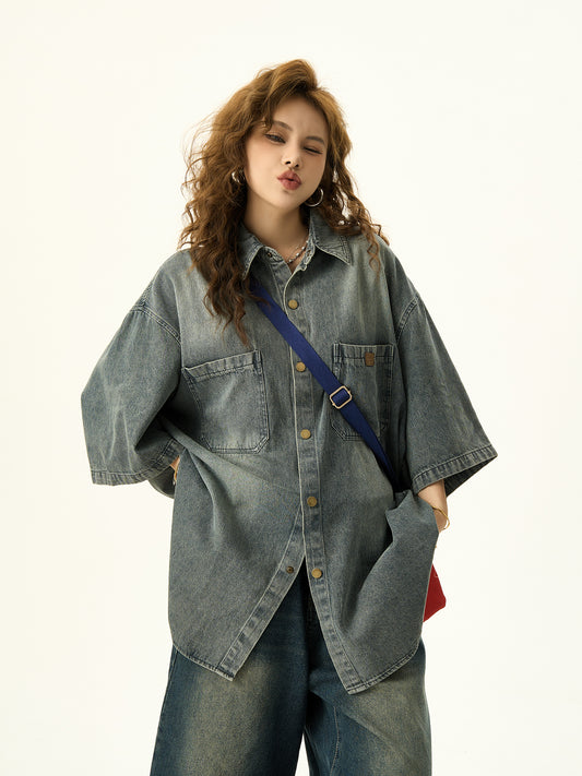 Washed Denim Short Sleeve Shirt NA3119