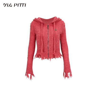 Zipper Hooded Knit Cardigan NA5111