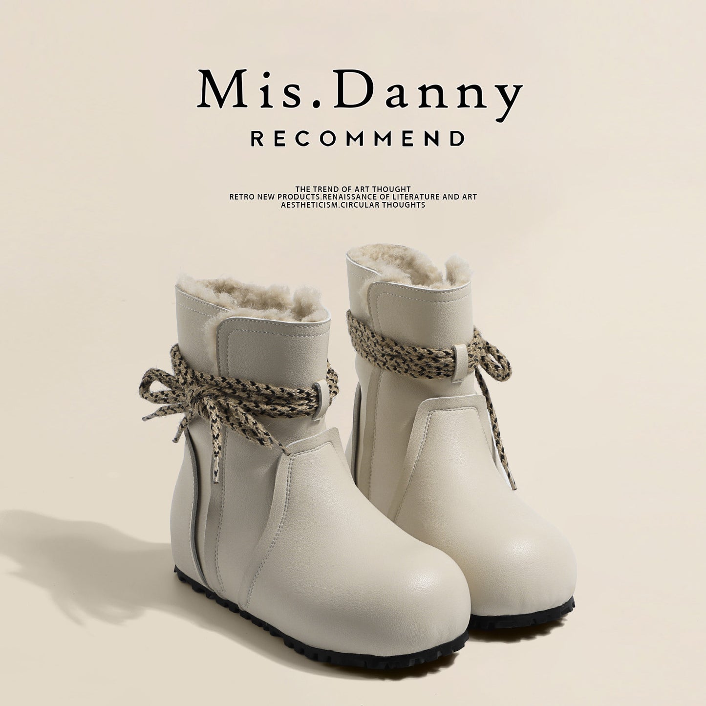 Fake Fur Lined Rope Laces Snow Boots NA8644