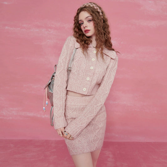 Short Knit Cardigan & Knit Skirt Setup NA6799