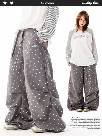 Allover Star Print Wide-Leg Pants NA9429