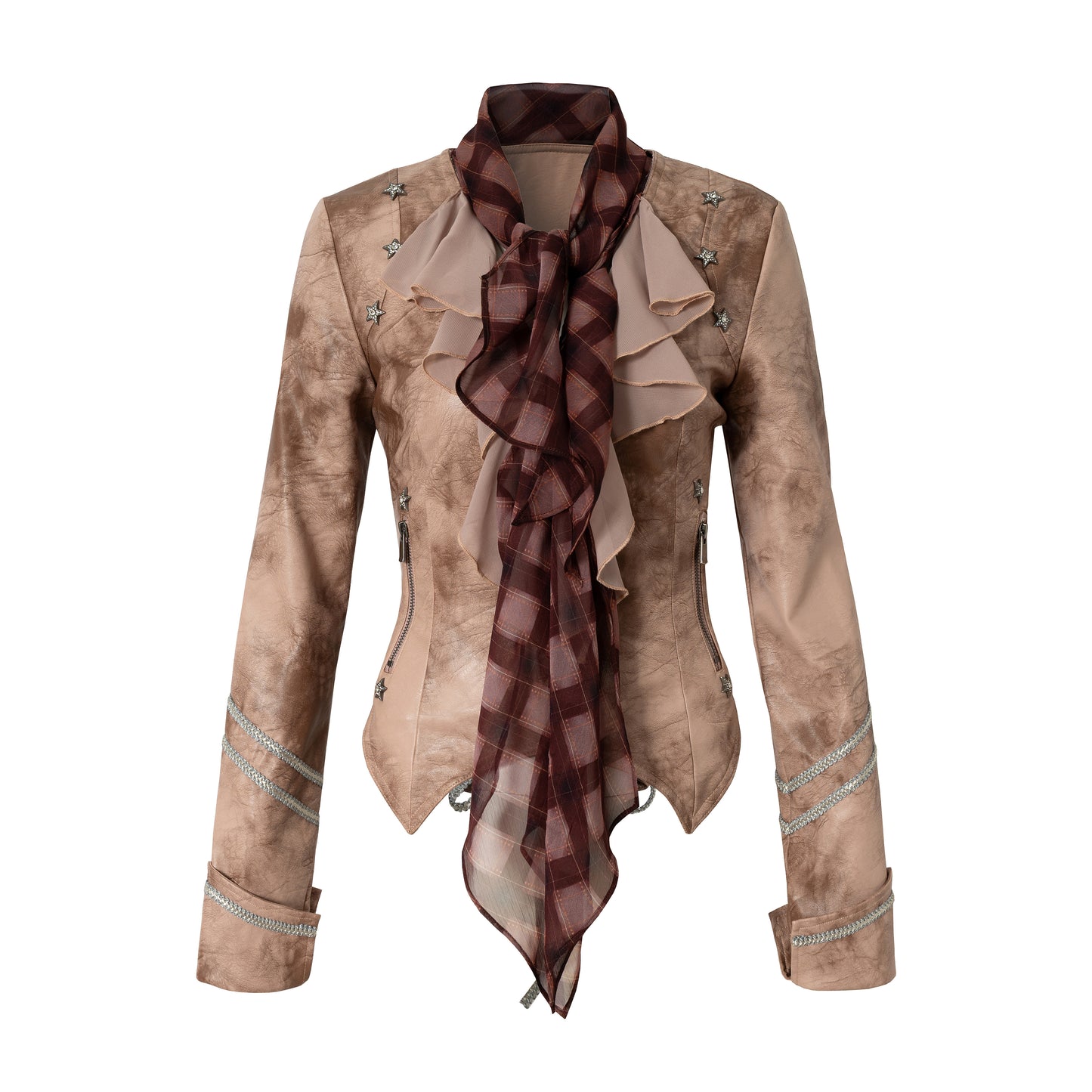 Ruffle Tie-Neck Slim Fit Long Sleeve Shirt NA9002