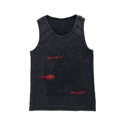 Letter Graffiti Round Neck Sleeveless Tank Top NA9076