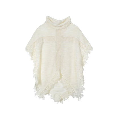 Punk Cross Cape Asymmetric Fringe Knit Sweater NA8355