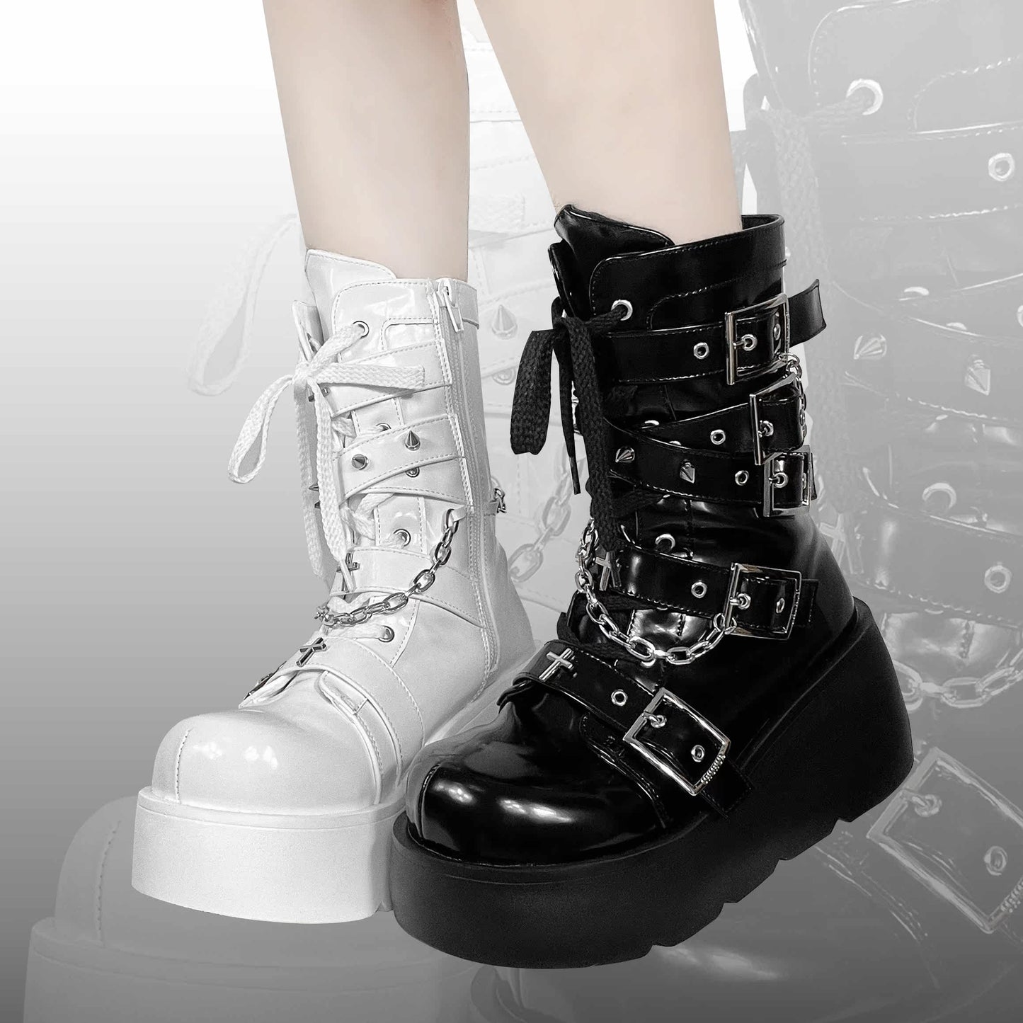Cross Buckle Platform Short Boots NA8522