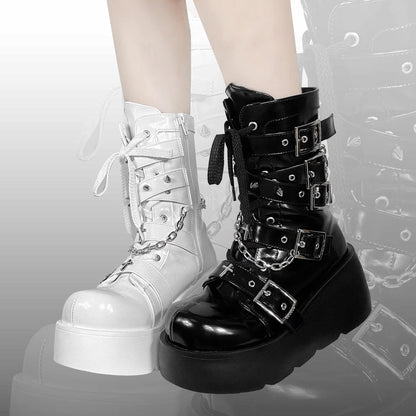 Cross Buckle Platform Short Boots NA8522