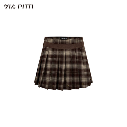 Plaid Pleated Short Skirt NA4822