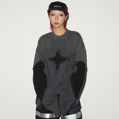 Star Damage Panel Sweatshirt  NA9081