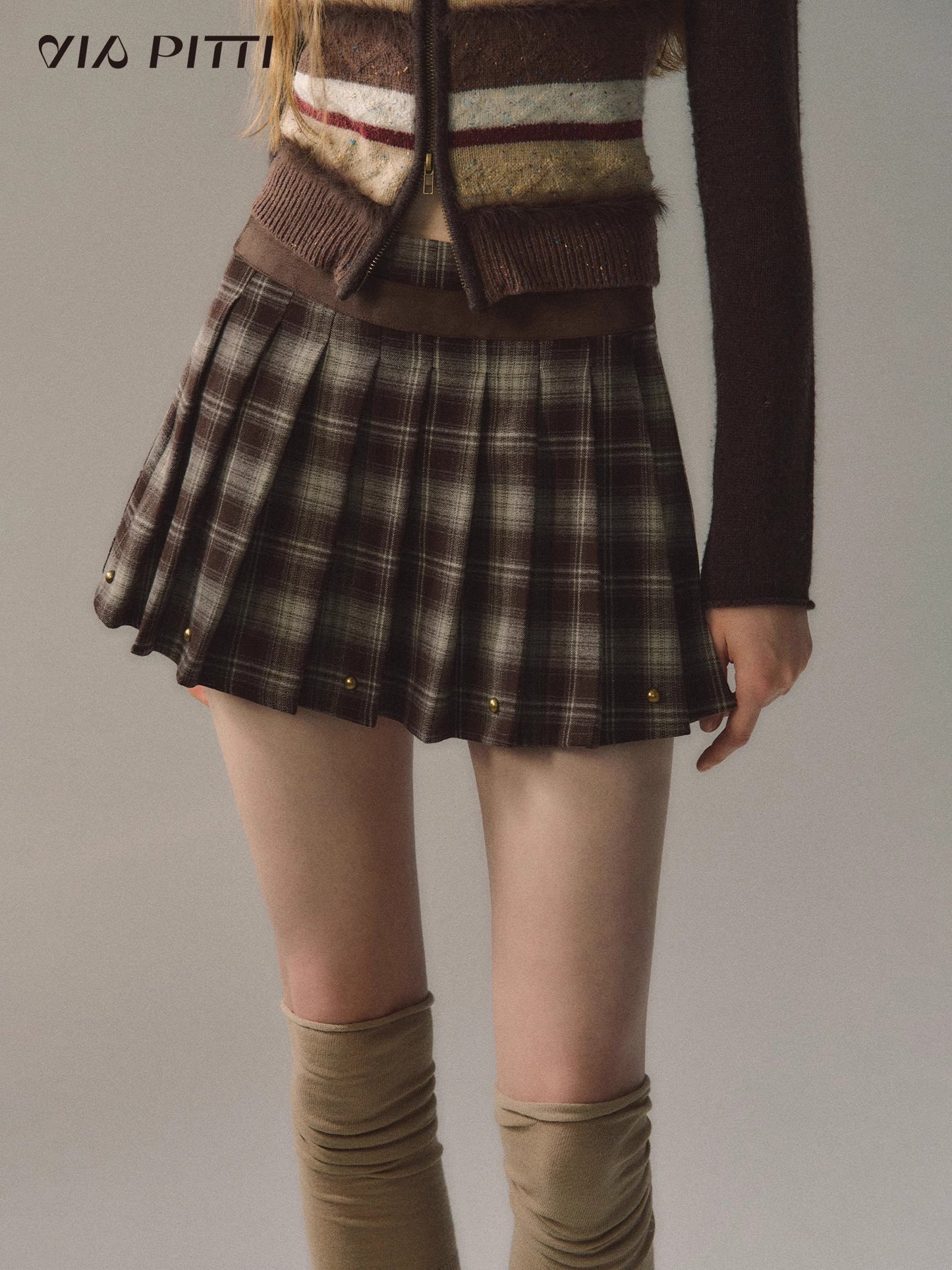 Plaid Pleated Short Skirt NA4822