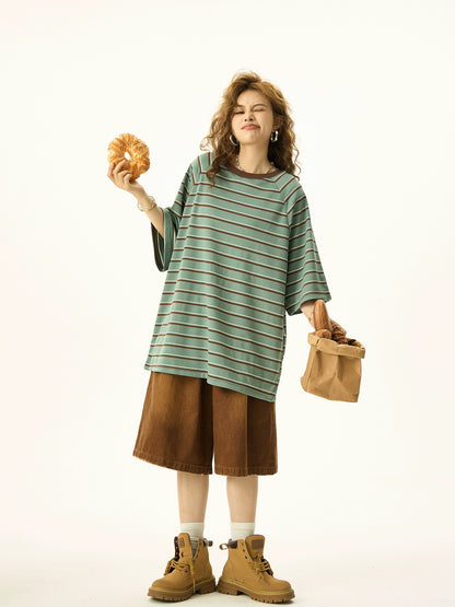 Striped Short Sleeve Oversize T-shirt NA3102