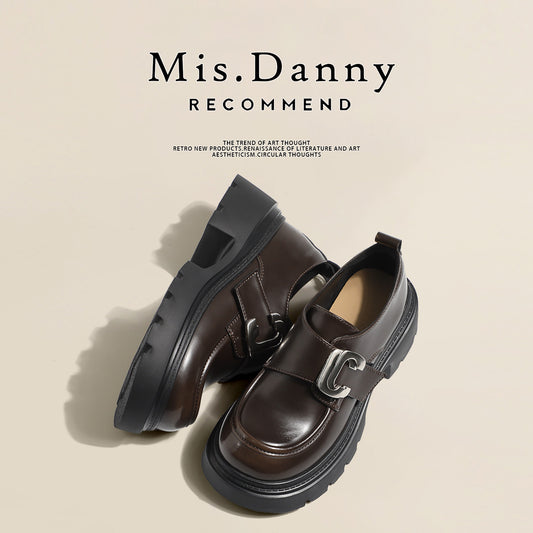 Metal Buckle Platform Thick Sole Loafers NA8736