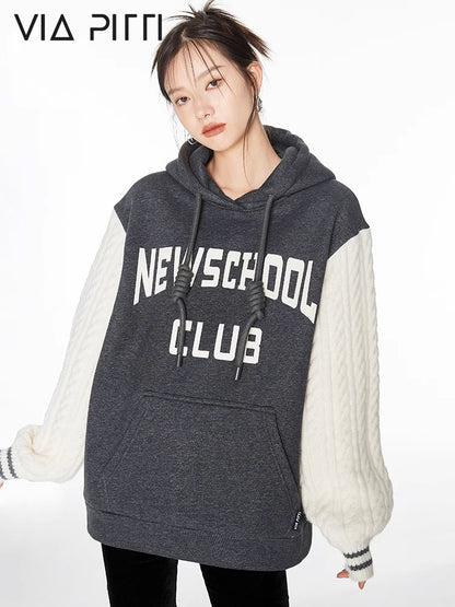 Letter Print Pullover Hoodie NA4889