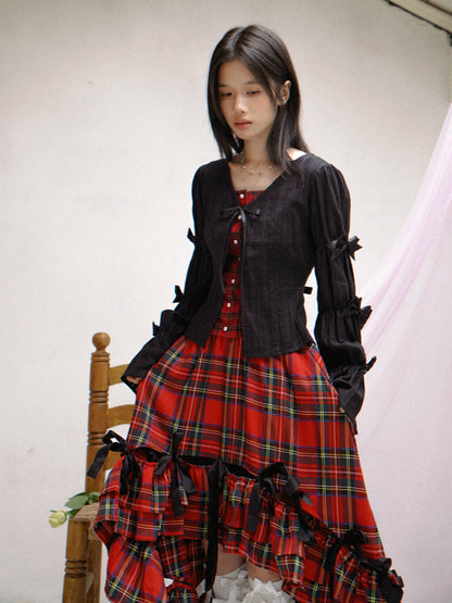 Irregular Bow Elastic Waist Long Skirt NA8310