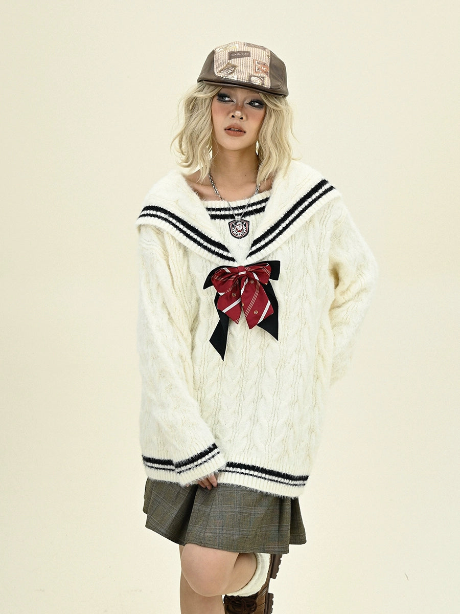 Sailor Collar V-Neck Knit Sweater NA6207