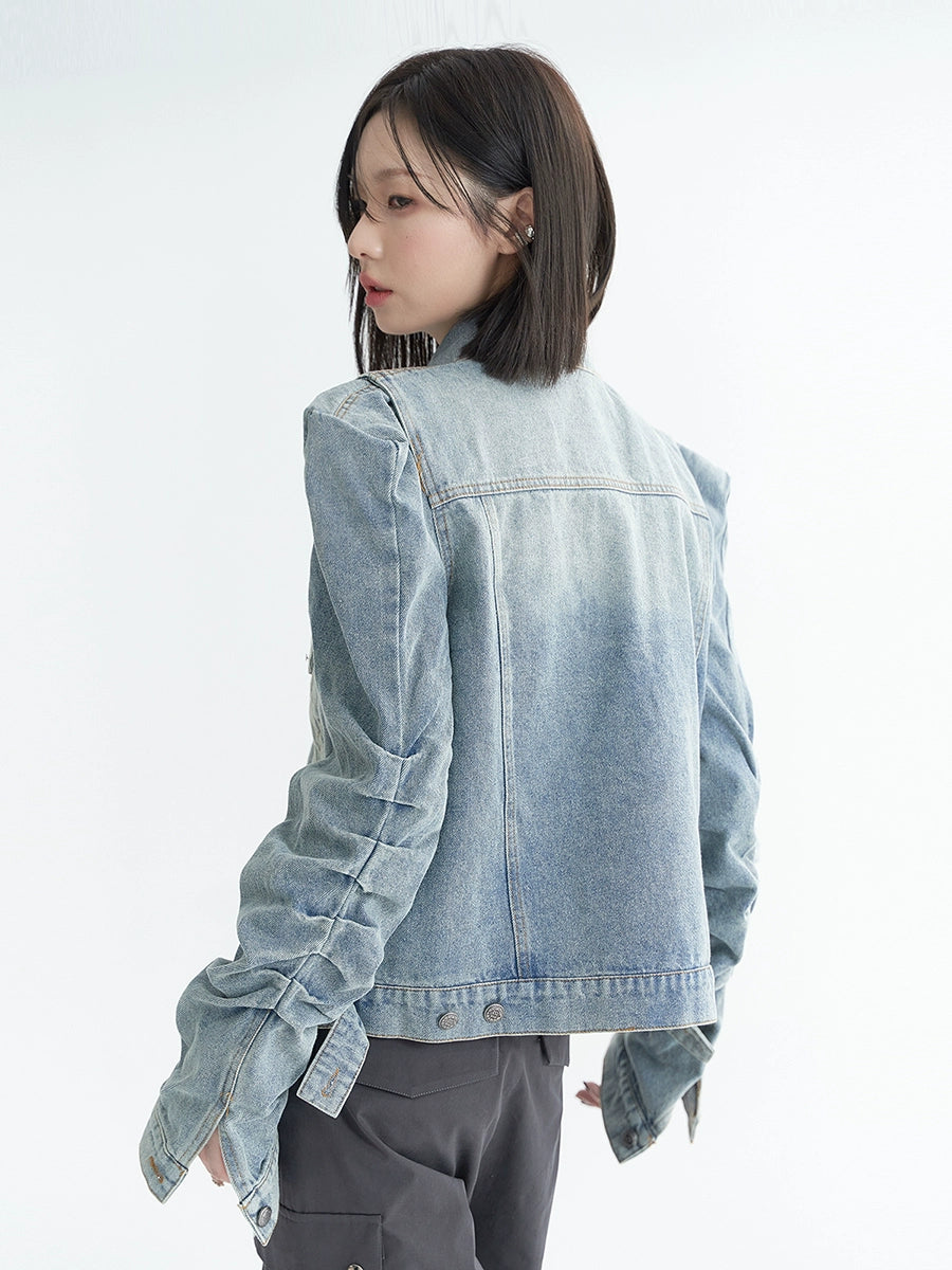 Shoulder Design Short Denim Jacket NA2733