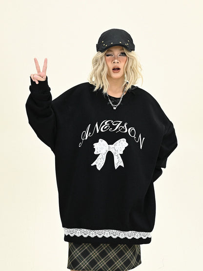 Oversize Lace Design Sweatshirt NA6274