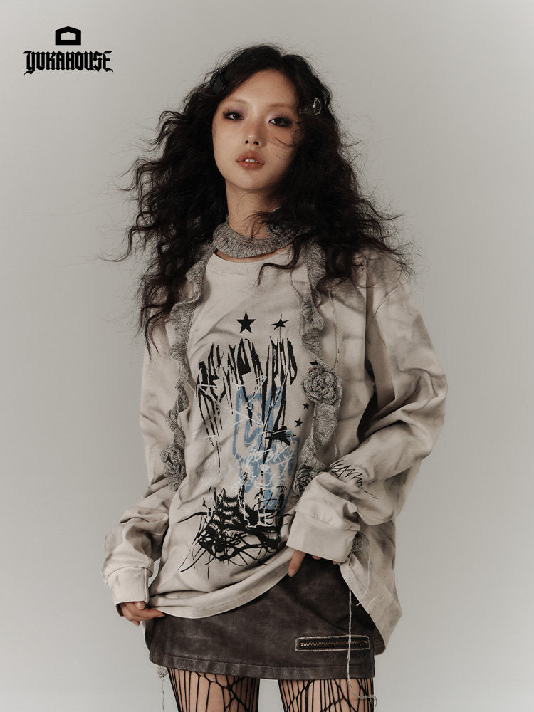 Vintage Dirty Wash Graphic Sweatshirt NA8906