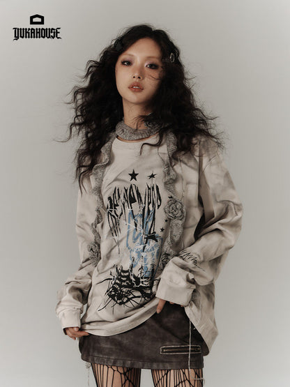 Vintage Dirty Wash Graphic Sweatshirt NA8906