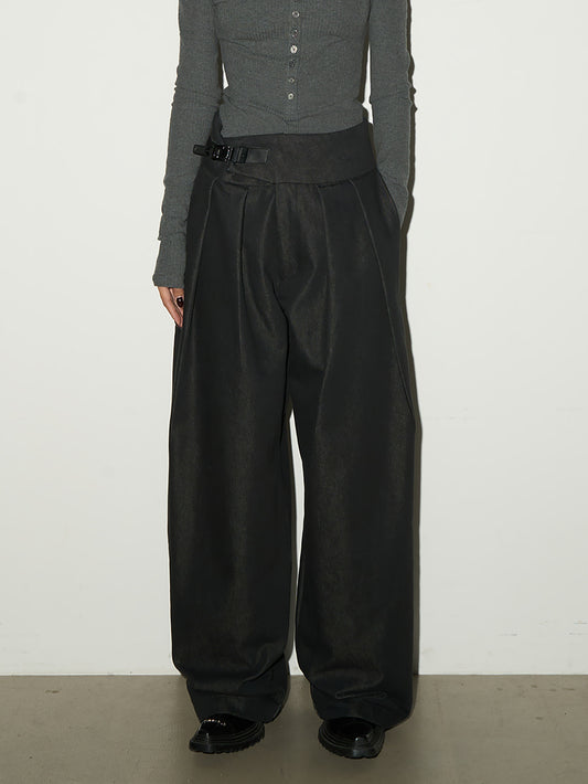 Buckle Design Wide Leg Trousers NA9050