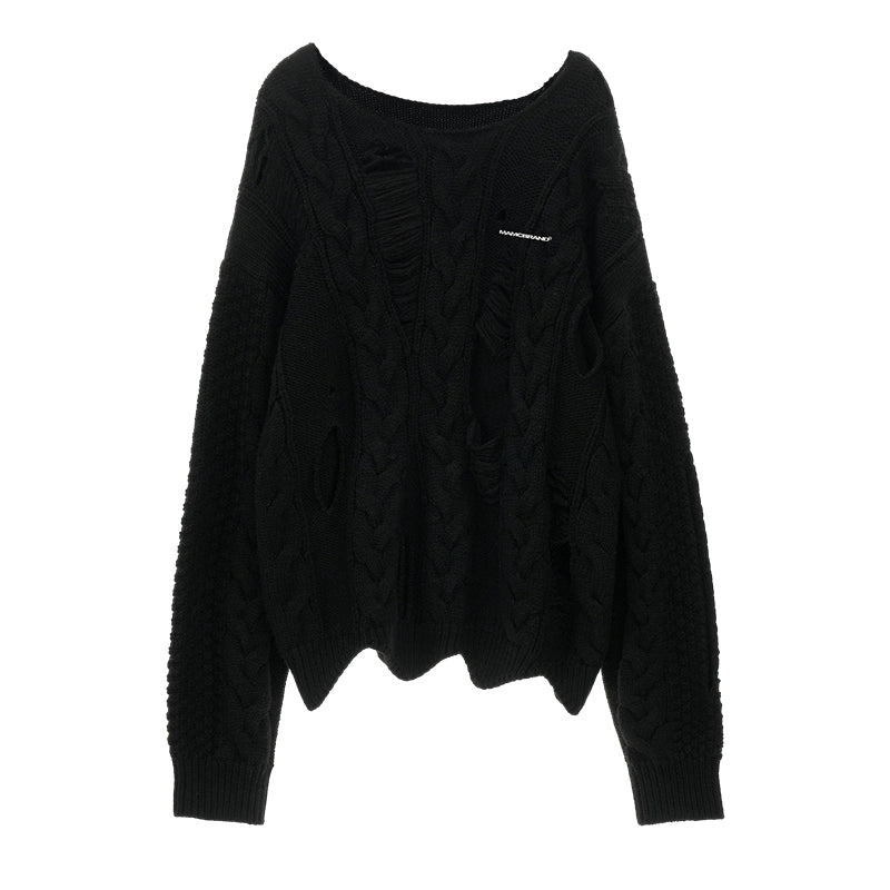 Oversize Hole Damage Knit Sweater NA5747