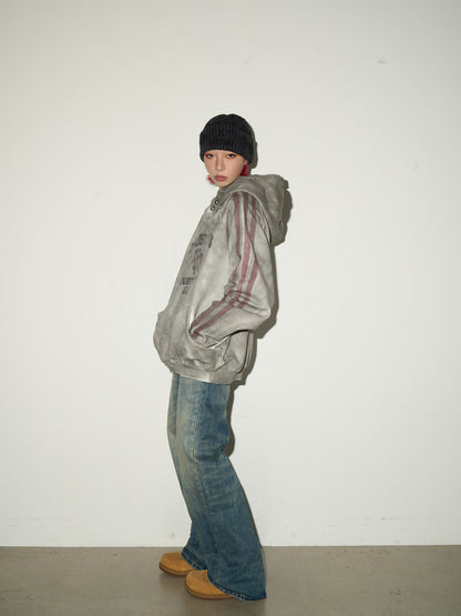 Letter Print Washed Oversize Hoodie NA9038