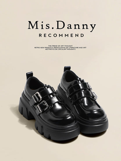 Double Belt Buckle Platform Velcro Loafers NA8725