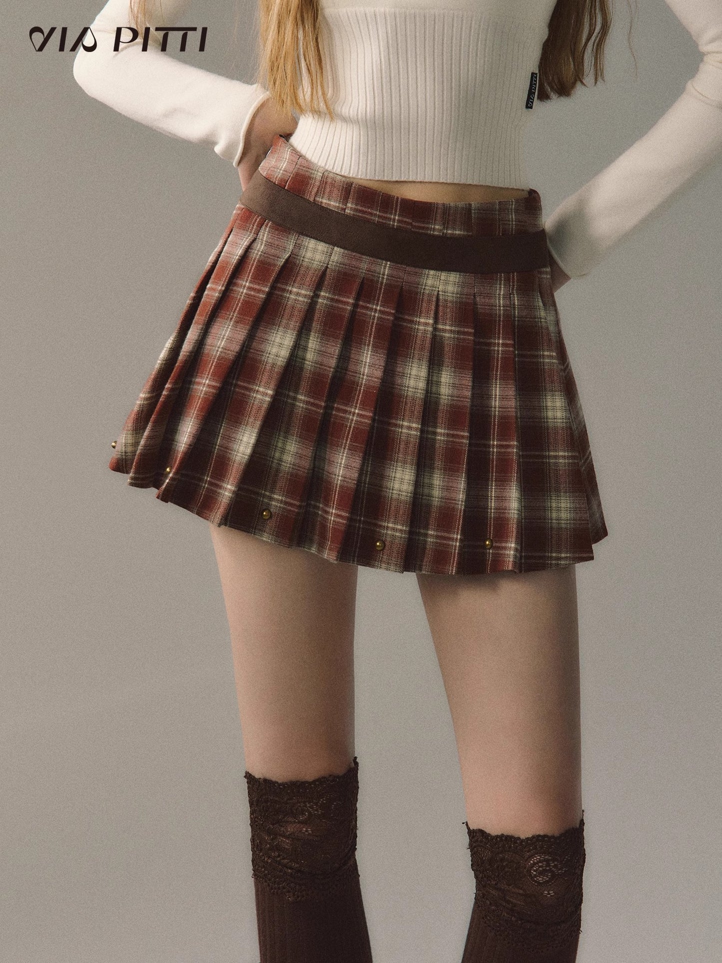 Plaid Pleated Short Skirt NA4822