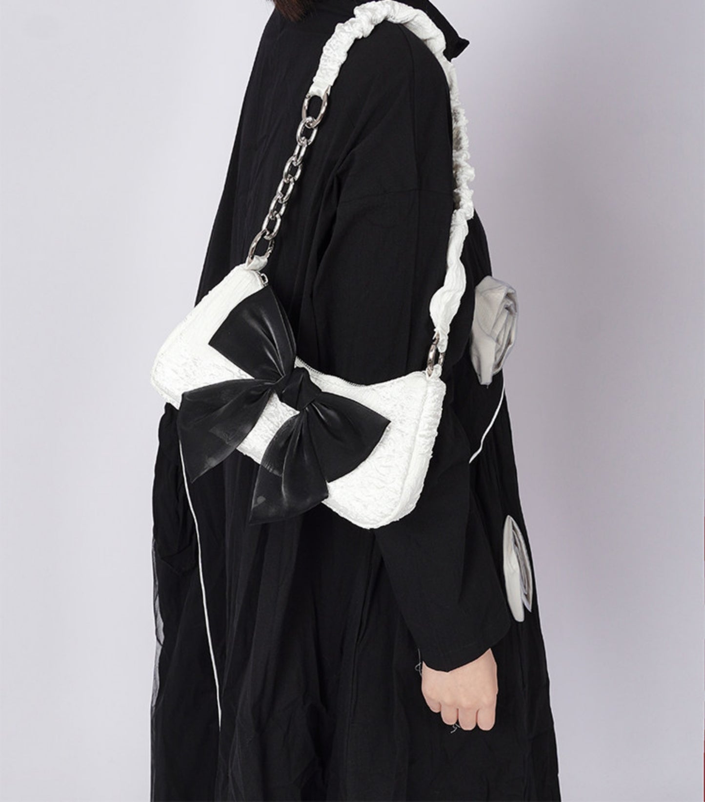 Contrast Color Bow Shoulder Bag NA8445