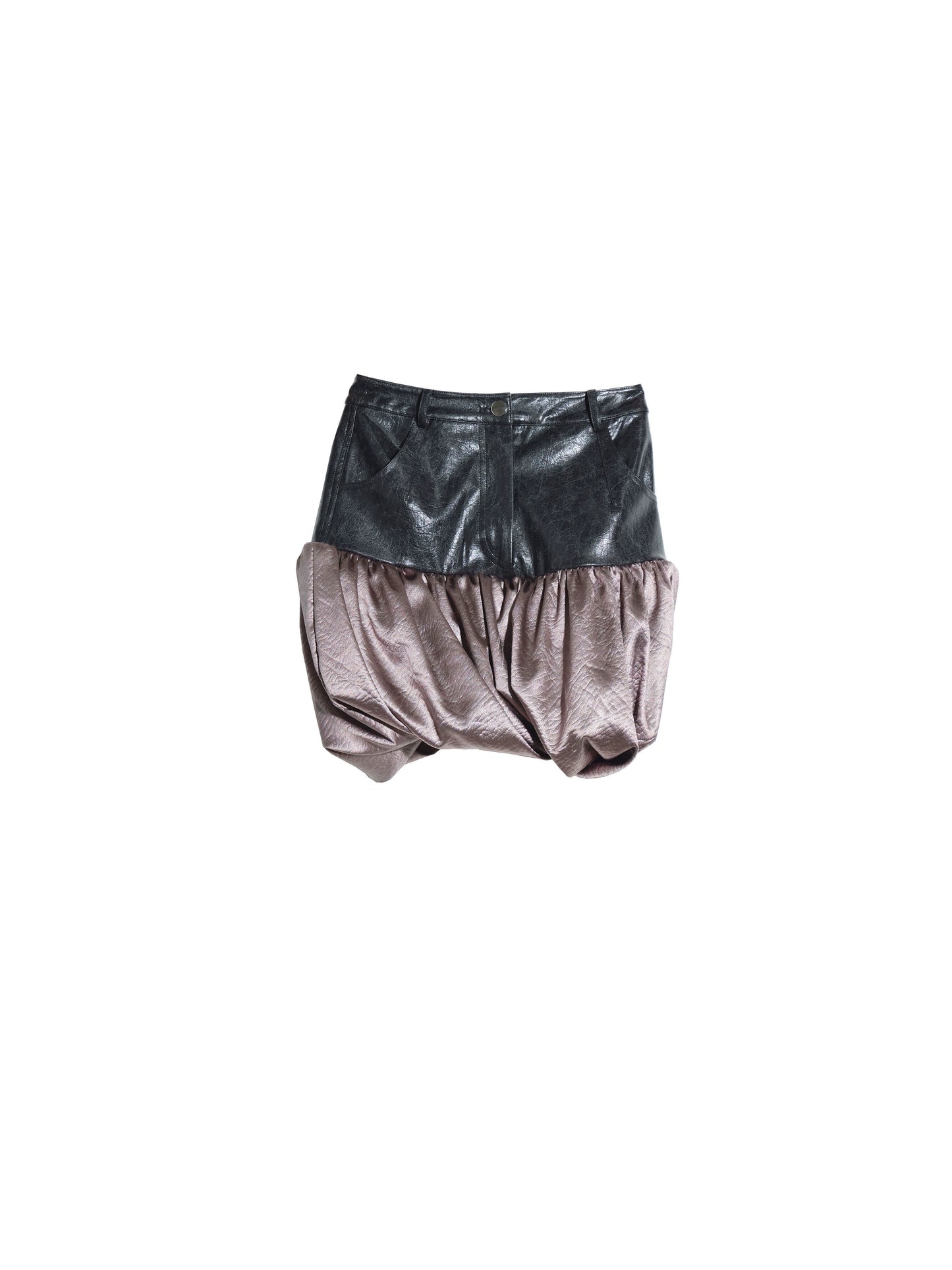 Twisted Satin, PU Leather Half Skirt NA5184