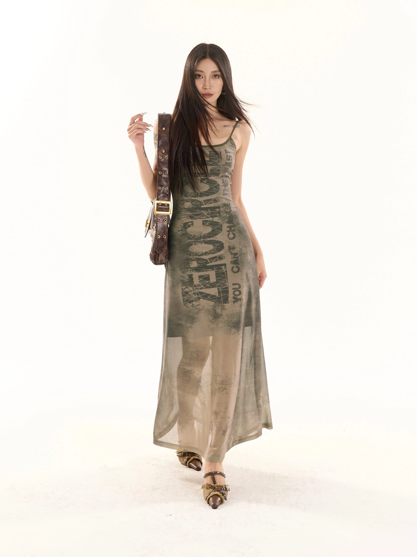 Graffiti Print Camisole Long Dress NA3907