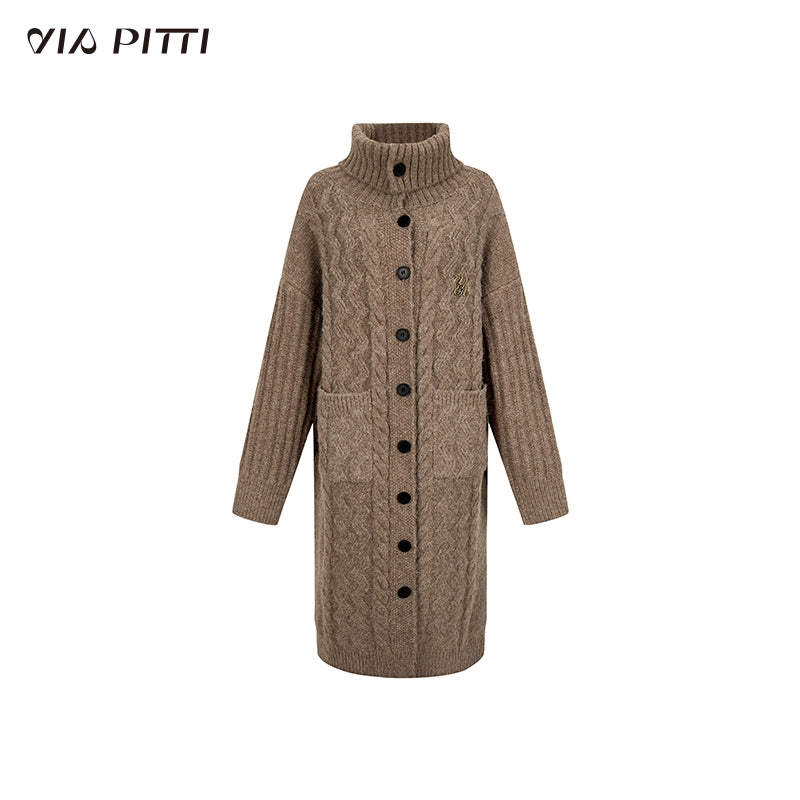 Big Lapel Long Knit Coat NA5099