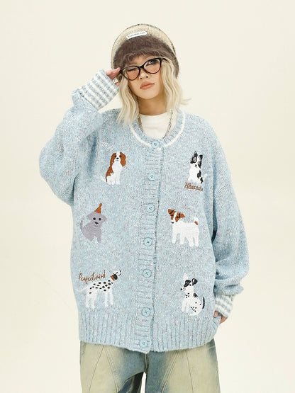 Little Dog Knit Oversize Knit Cardigan NA6338