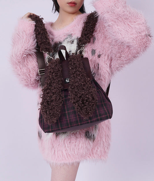 Furry Bunny Colorblock Backpack NA8413