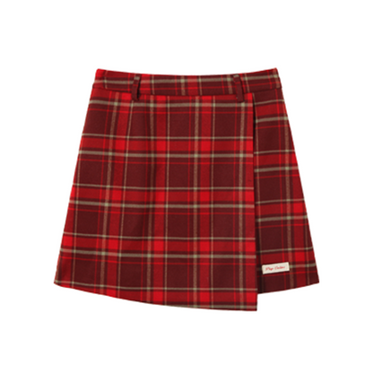 Irregular High Waist Plaid Half Skirt NA5701