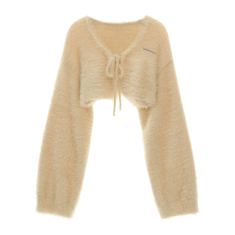 Jaqcard Knit Dress & Cropped Mink Fur Cardigan NA5714