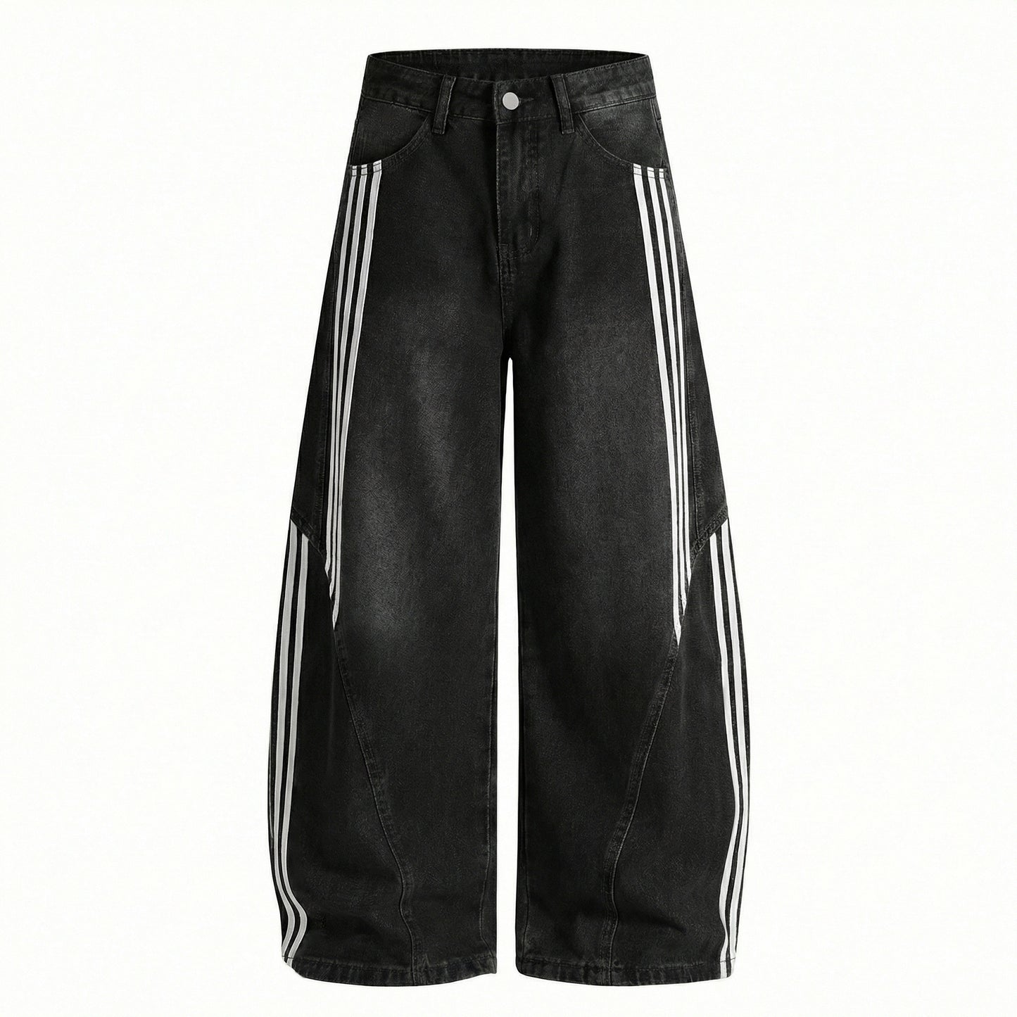 Stripe Line Washed Wide Leg Denim Jeans NA8941