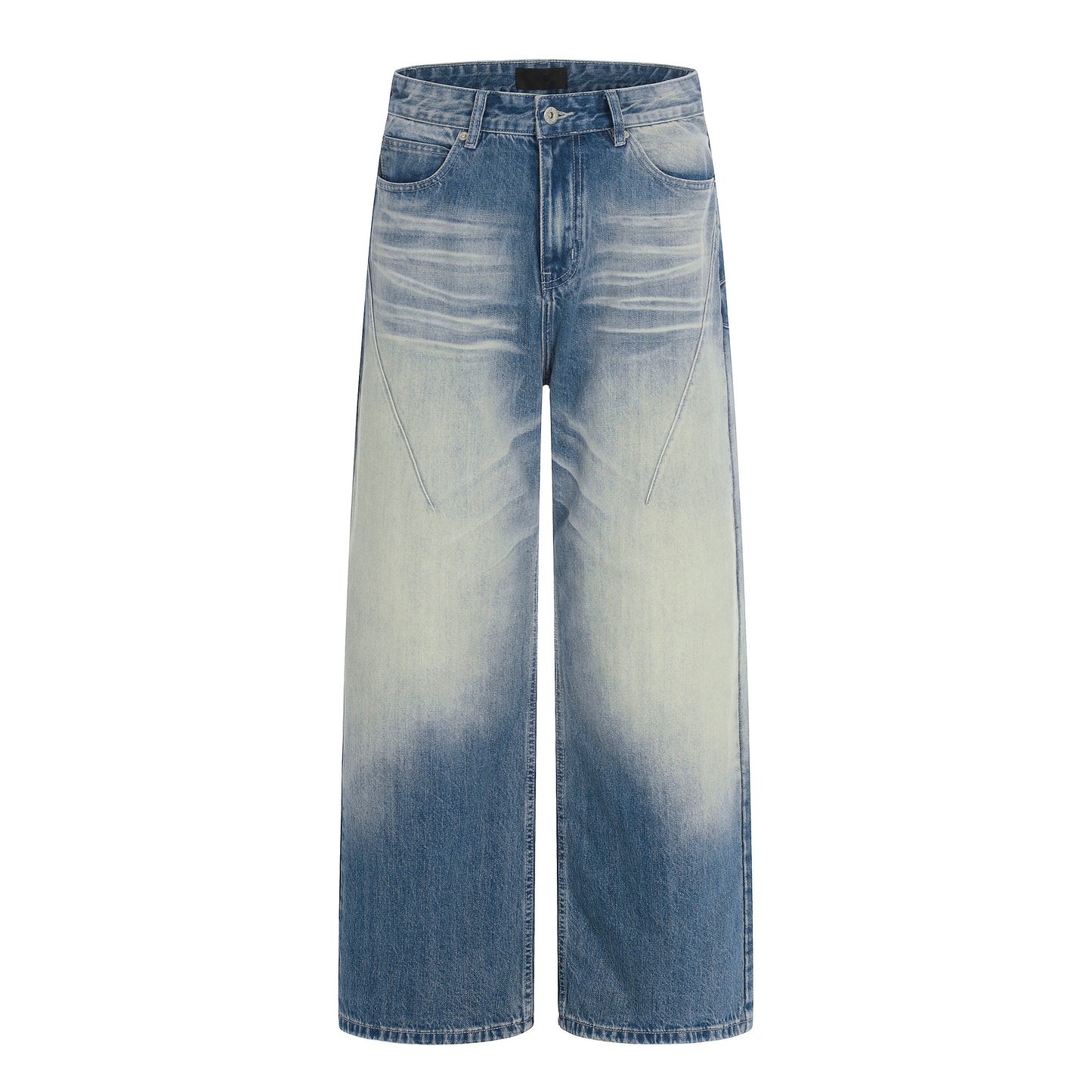 Washed Fade Seam Detail Wide Leg Denim Jeans NA9166