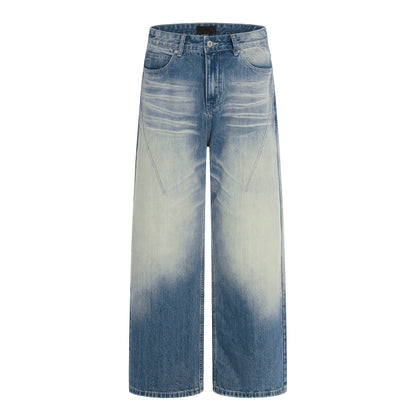 Washed Fade Seam Detail Wide Leg Denim Jeans NA9166
