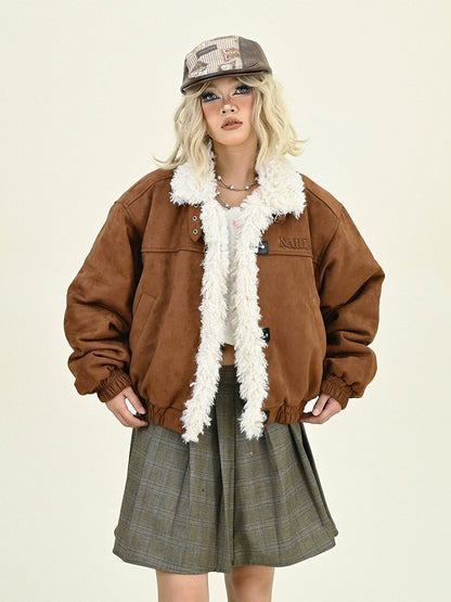 Fake Fur Panel Toggle Short Jacket NA6459