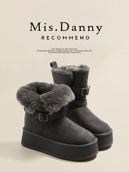 Fake Fur Lined Buckled Ankle Boots NA8656