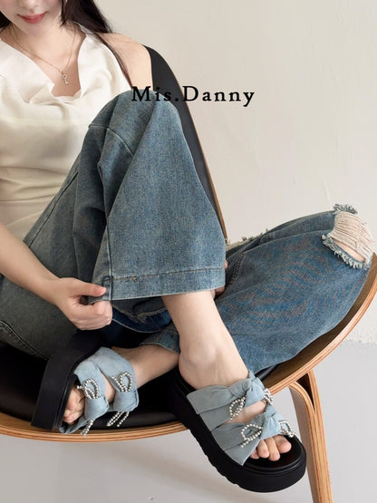 Beads Strap Platform Slide Sandals NA8658