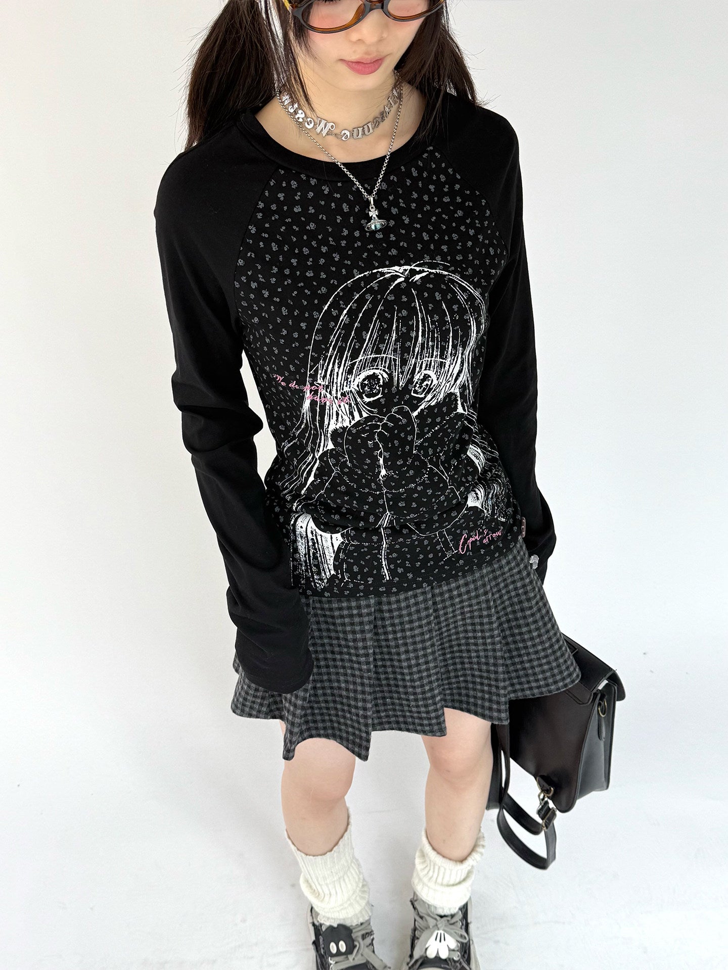 Graphic Speckled Print Long Sleeve T-Shirt NA9264
