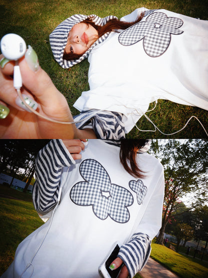 Flower Graphic Layered-Look Hoodie NA9407