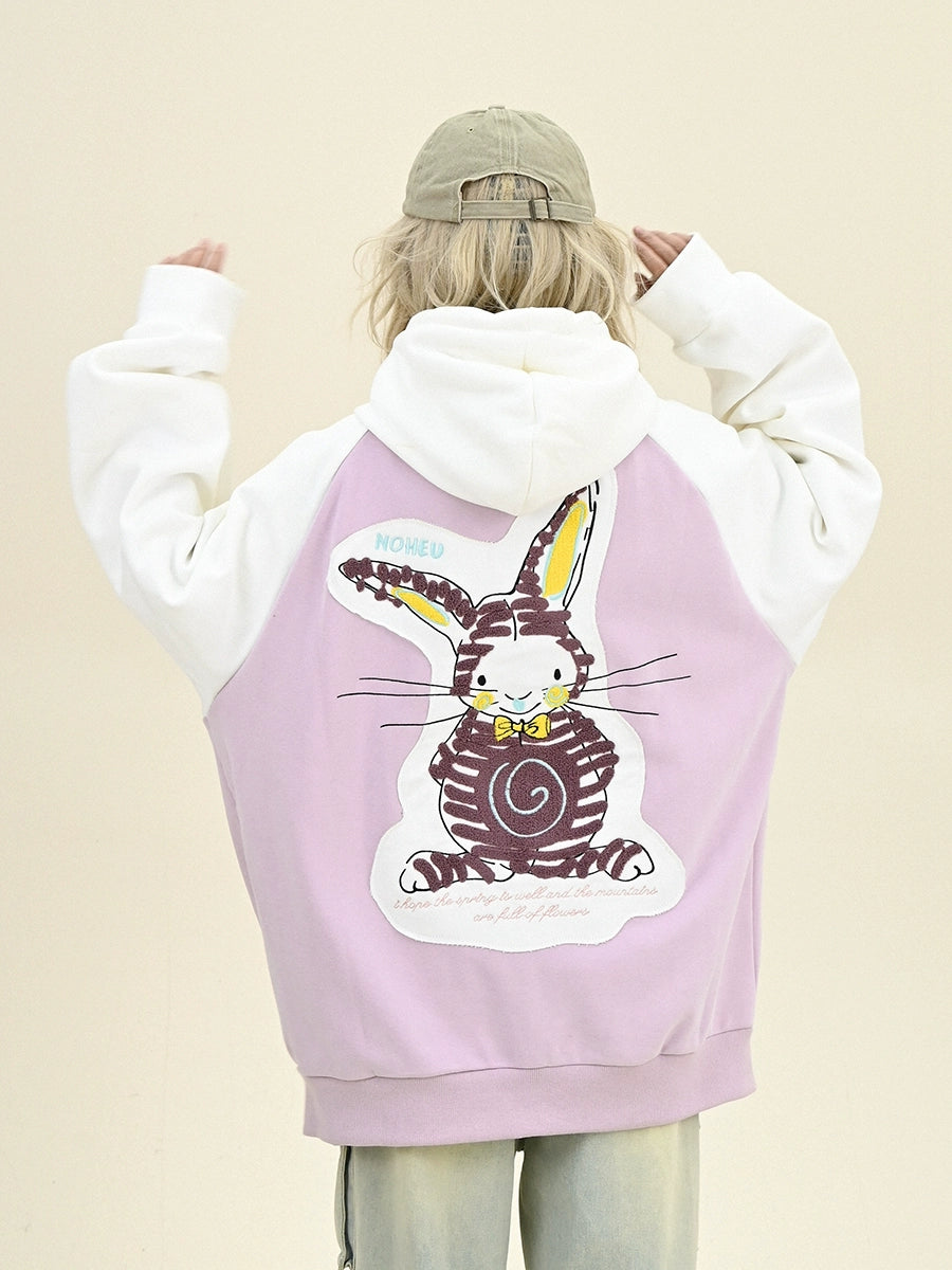 Oversize Rabbit Fleece Zipper Hoodie NA6297