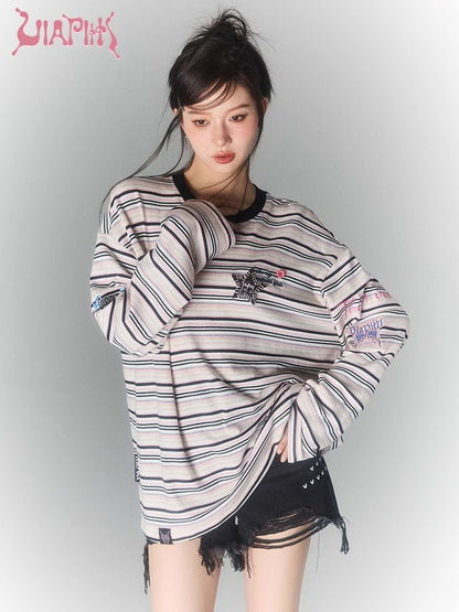 Oversize Striped Long Sleeve T-Shirt NA4647