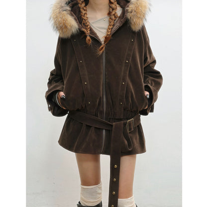 French Inspired Fleece Fake Rabbit Fur Lining Jacket NA8561