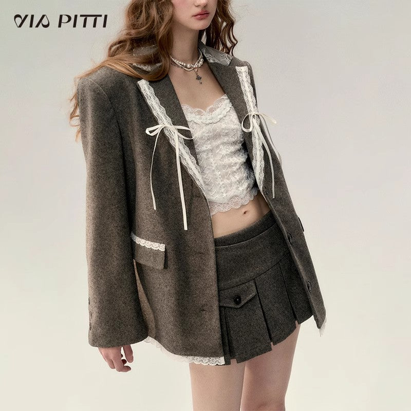 Lace Tailored Jacket ＆ Short Skirt & Camisole Setup NA4983