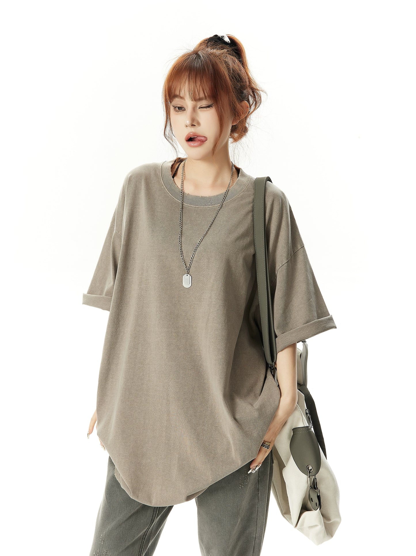 Washed Oversize Short Sleeve T-shirt NA2981