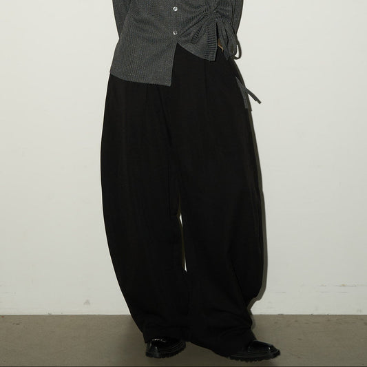 Pleats Elastic Waist Wide Leg Trousers NA9116